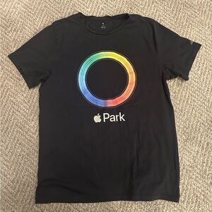 Apple Park Black Tee with Colorful Circle Logo